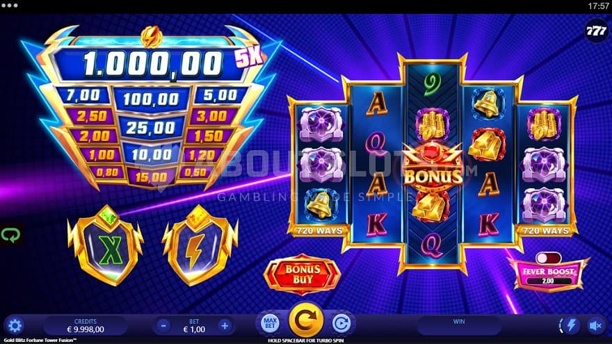 A casino slot with a blue background.