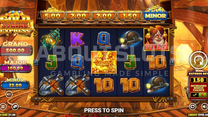 A casino slot with a mining theme.