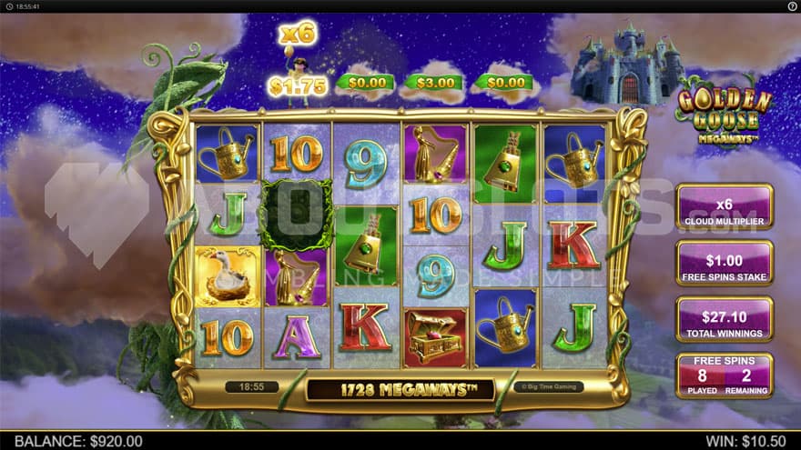 Free Spins bonus game with a current 6X win multiplier.