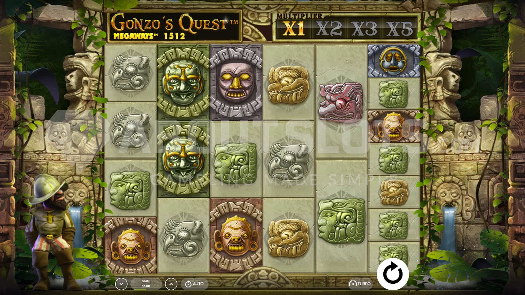 Screenshot from Gonzo's Quest Megaways online slot.