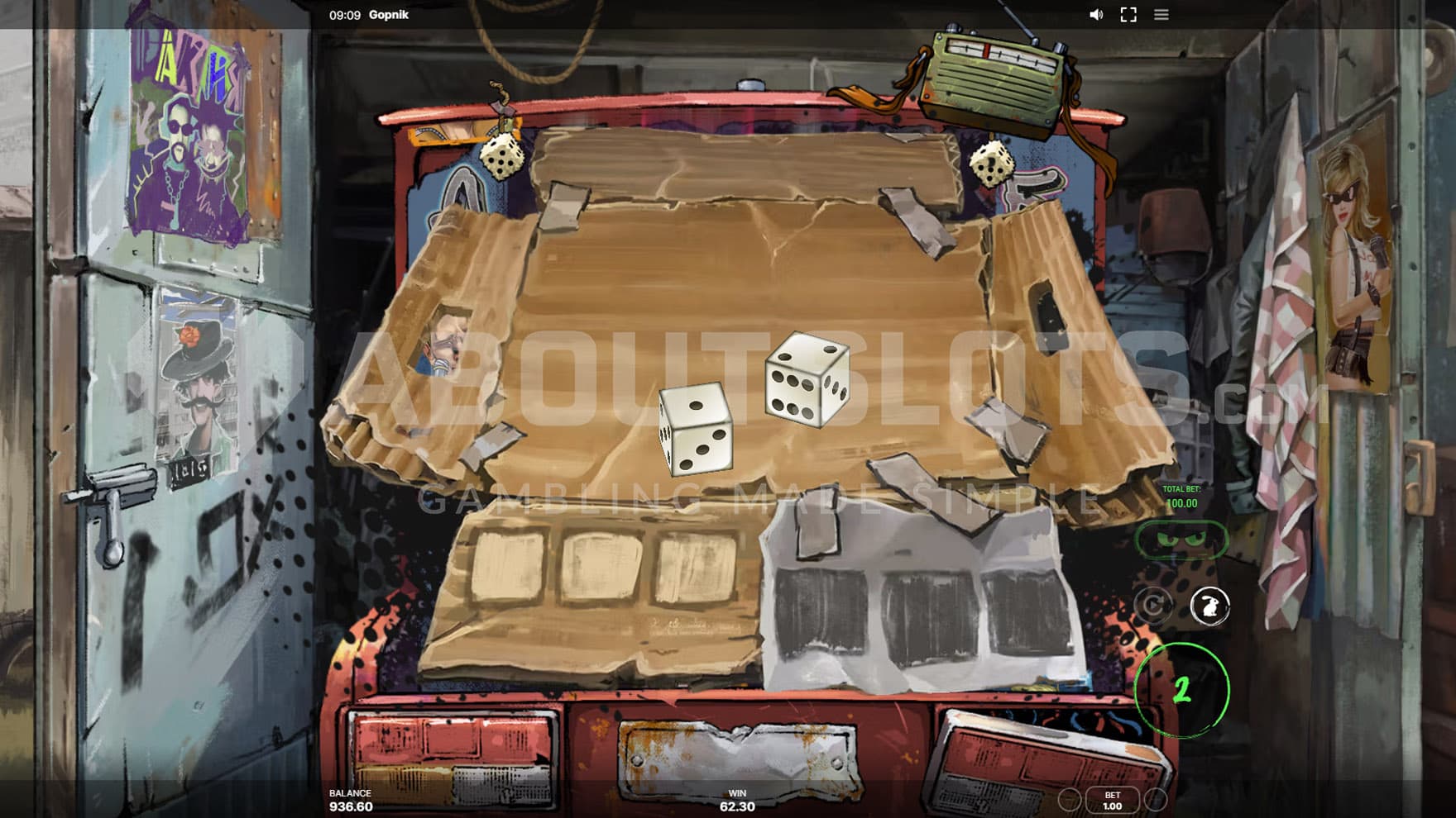 Cheeki Breeki dice mini game during Street Roll bonus..