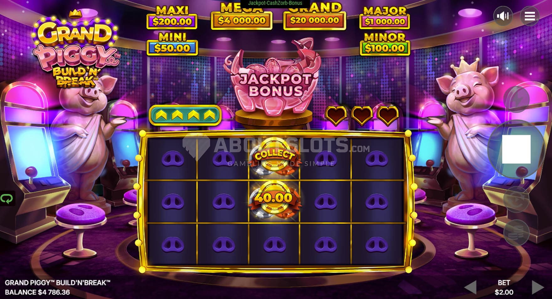 Screenshot of the Jackpot Bonus in progress.