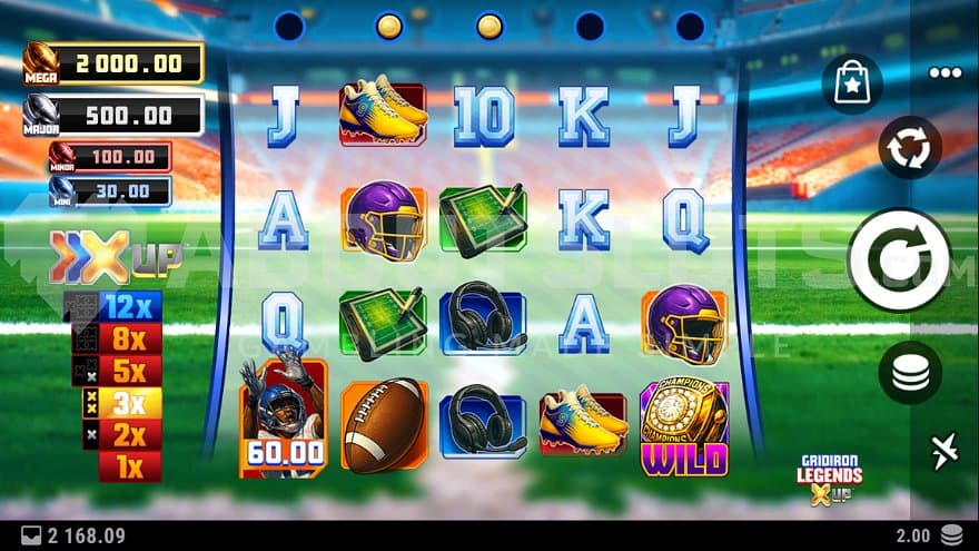 A casino slot on an American football pitch.