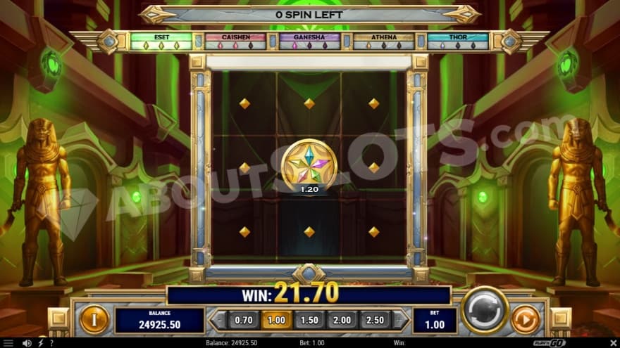 Hold and spin feature with Eset as the god in focus.