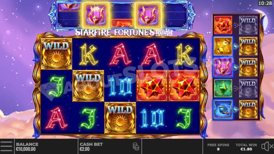 Free Spins bonus game with two fully visible high paying symbols on the top reel.
