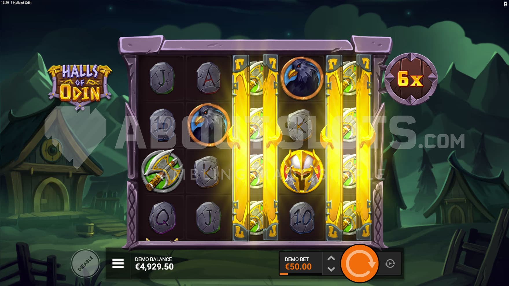 Mystery Nudge Gates feature triggered in the base game, showing 2 Gates on reels 3 and 5 revealing matching symbols.