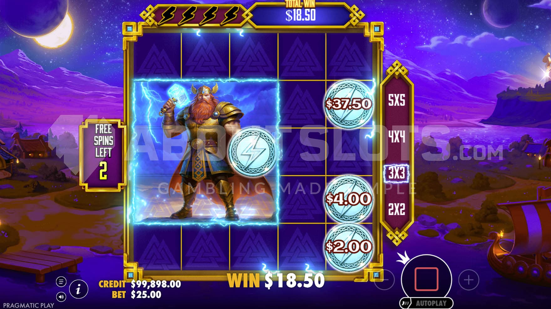 Respins bonus in progress, showing the collection zone increased to 3x3.