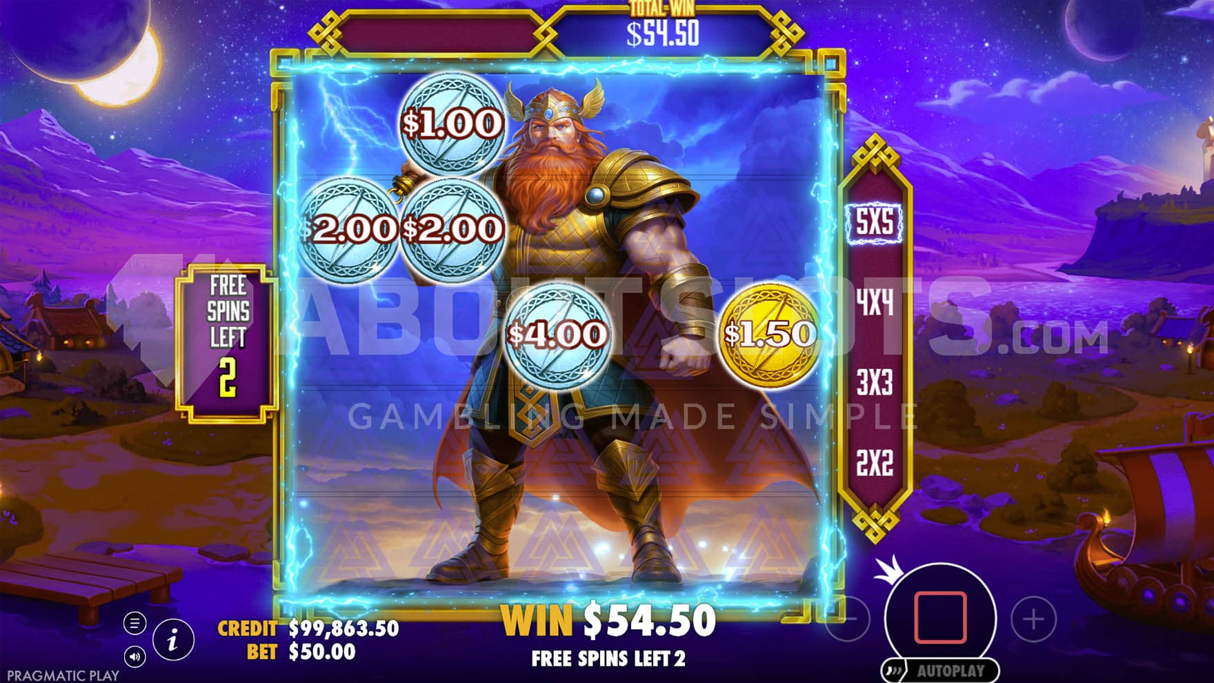 Respins bonus in progress, showing the collection zone increased to 5x5.