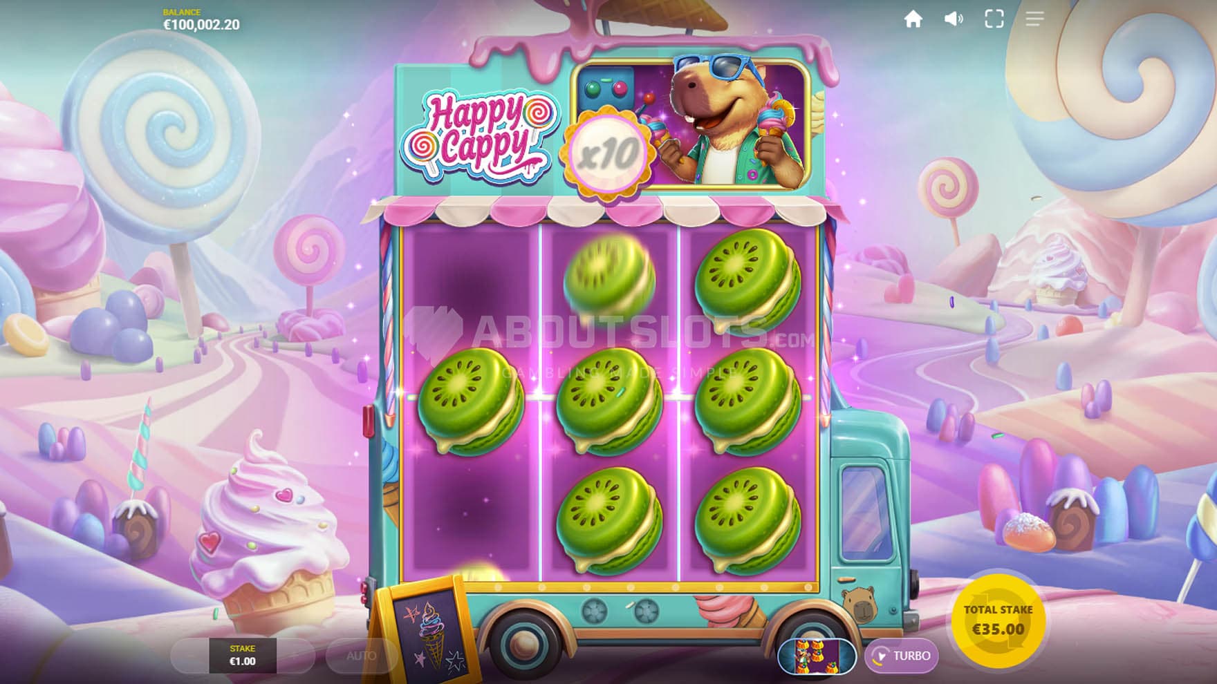 Screenshot of the Treat Respin feature in progress, showing identical symbols being locked on the grid.