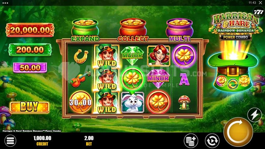 A casino slot with a leprechaun theme.