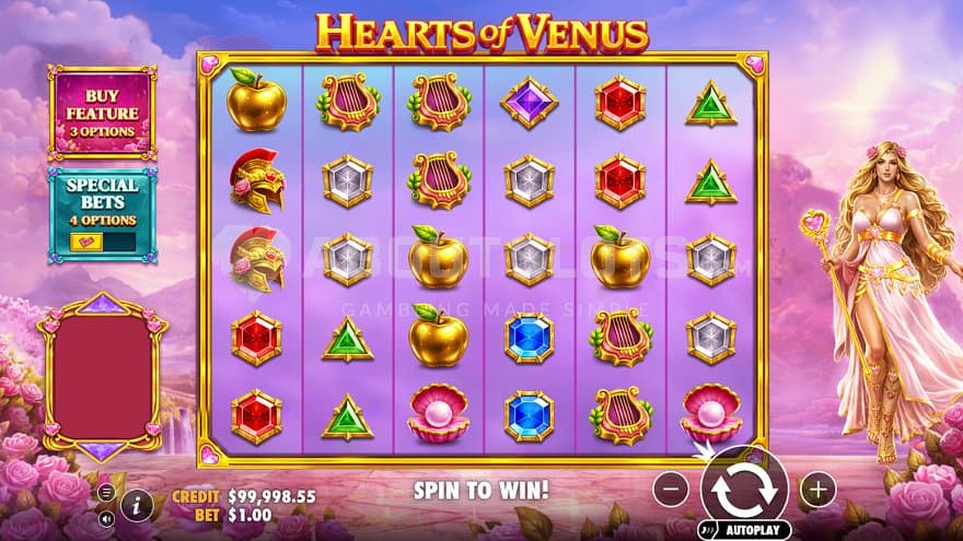 A casino slot featuring the Roman goddess Venus.