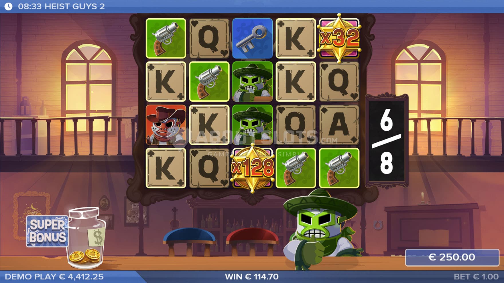 Bonus Drops in progress, showing two Super Wilds with multipliers forming a win.