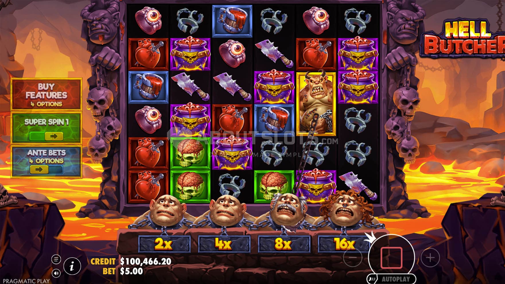 Butcher Wild collecting an x8 multiplier during a base game spin.