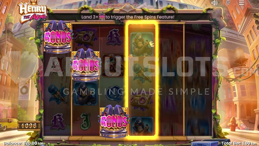 Bonus Symbols on reels 1, 2, and 3 trigger the Free Spins.