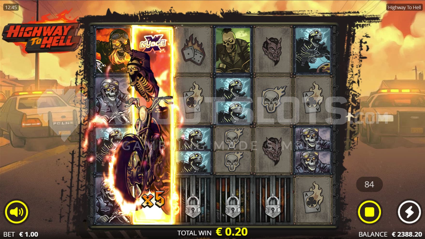 xNudge Wild triggered on the second reel in the base game with an x5 multiplier.