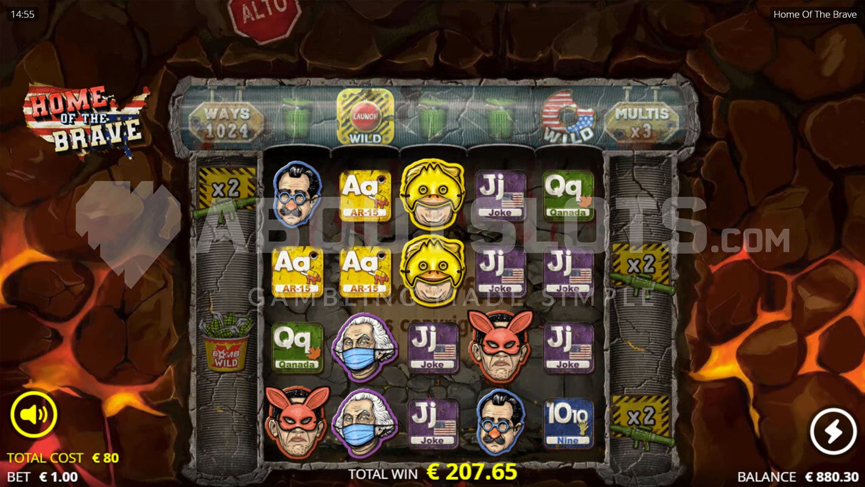 Covfefe Spins bonus in progress with a total win of 207.65x the bet.