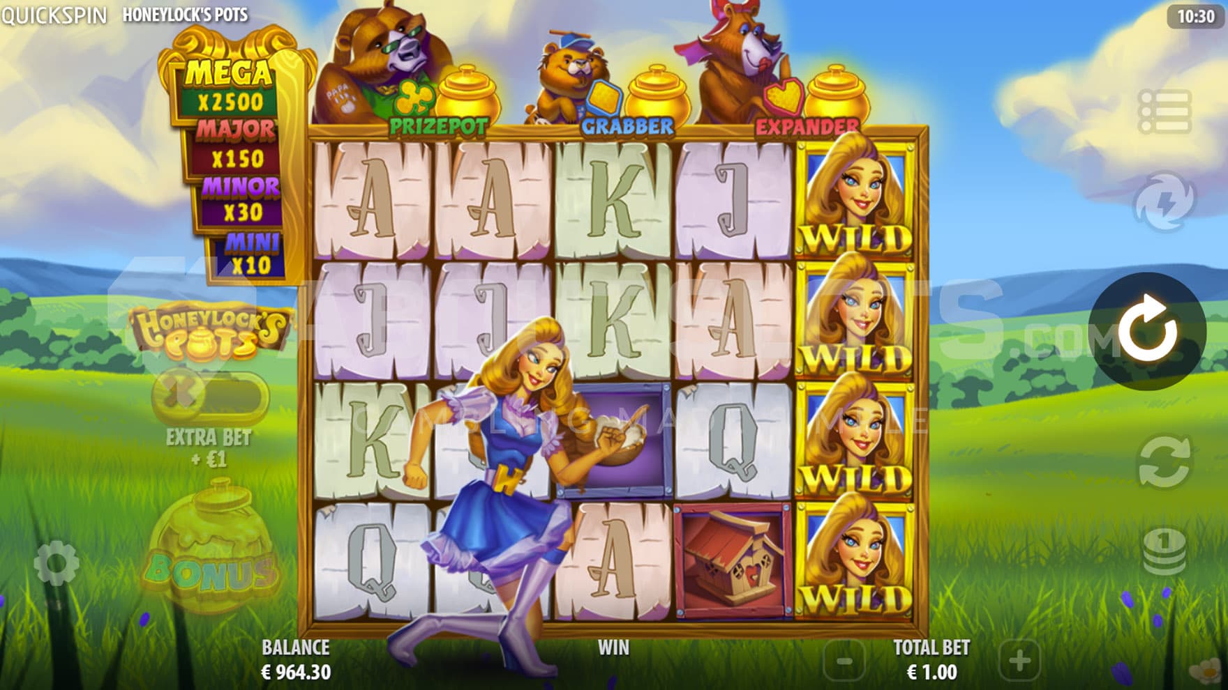 Expanding Wild triggered on the 5th reel in the base game.