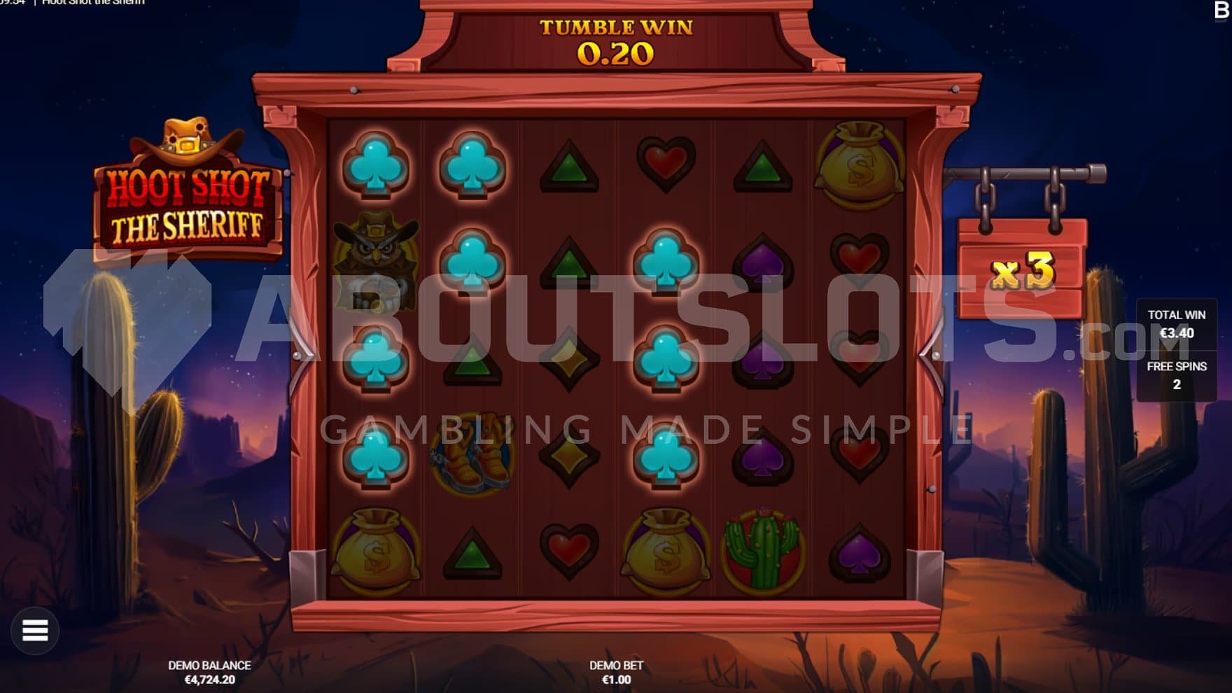 A cascading win during the Free Spins.