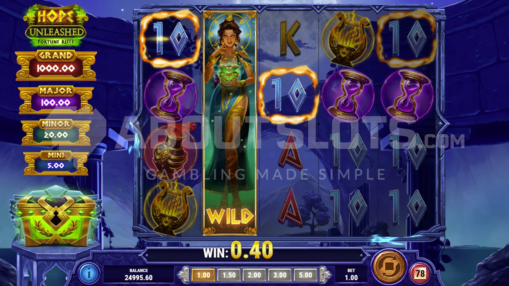 Expanding Wild feature triggered in the base game on reel 2.