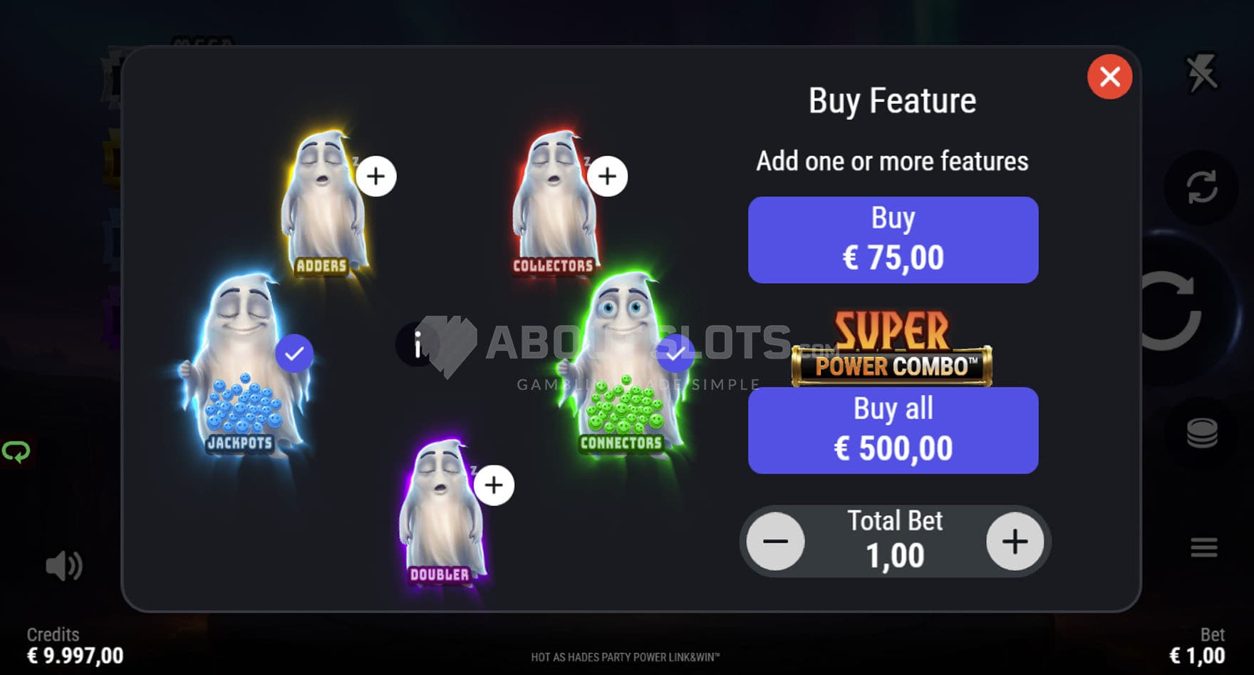 Screenshot of the Feature Buy menu.