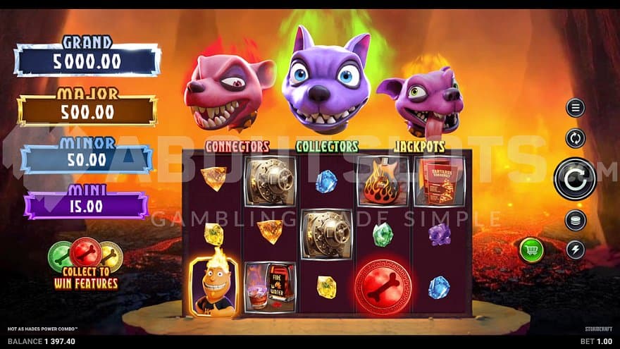 A casino slot in a hell looking place.