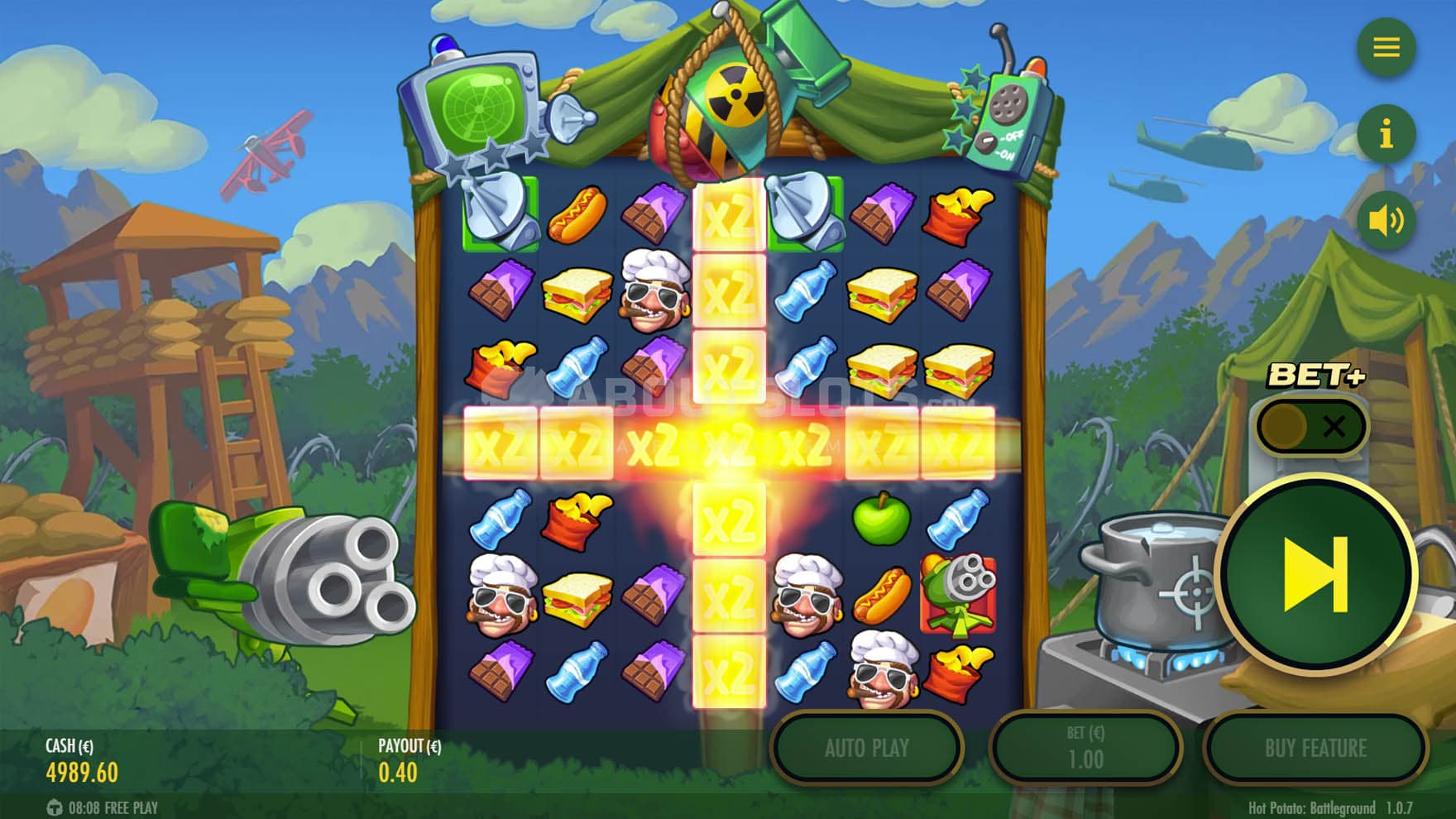 Screenshot of the Sniper Potato Wild triggered in the base game.