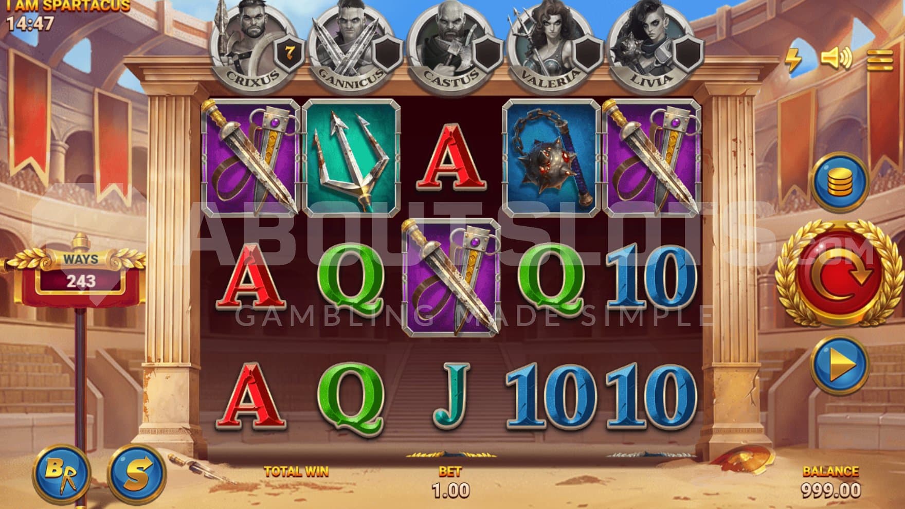 A casino slot in a Roman amphitheatre.