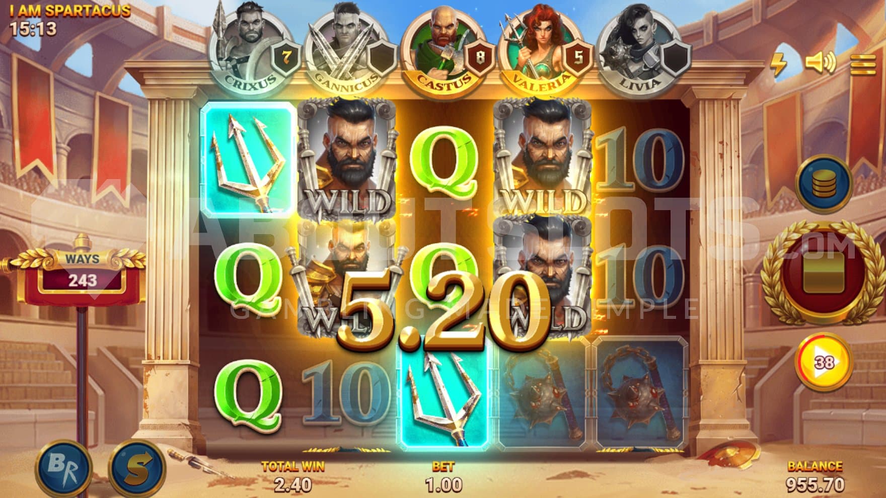 A 5.2x win in the base game.