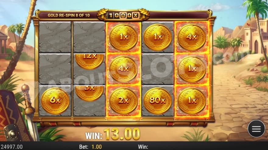 Gold Respins feature with gold coins on the reels.