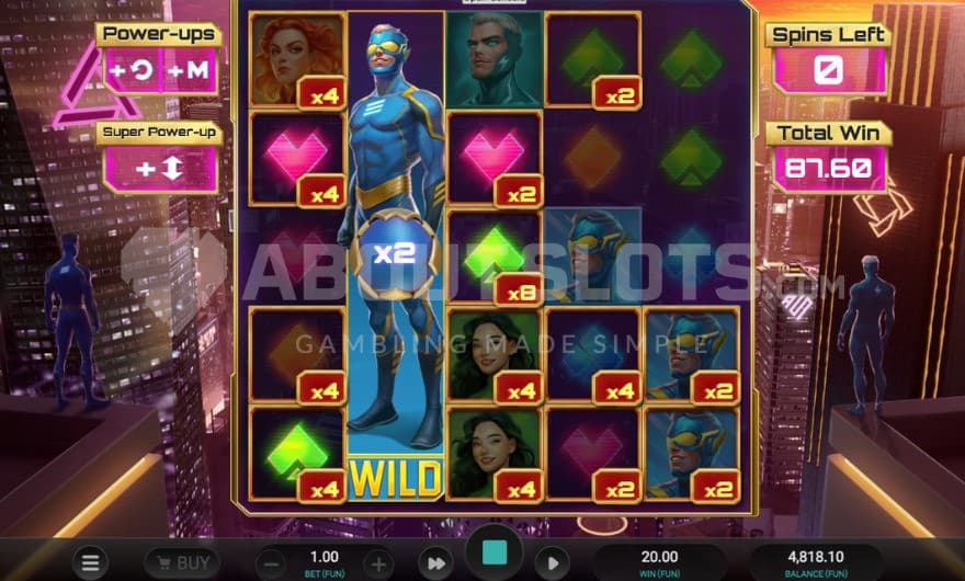 One fully expanded wild symbol with a 2X multiplier on the second reel.