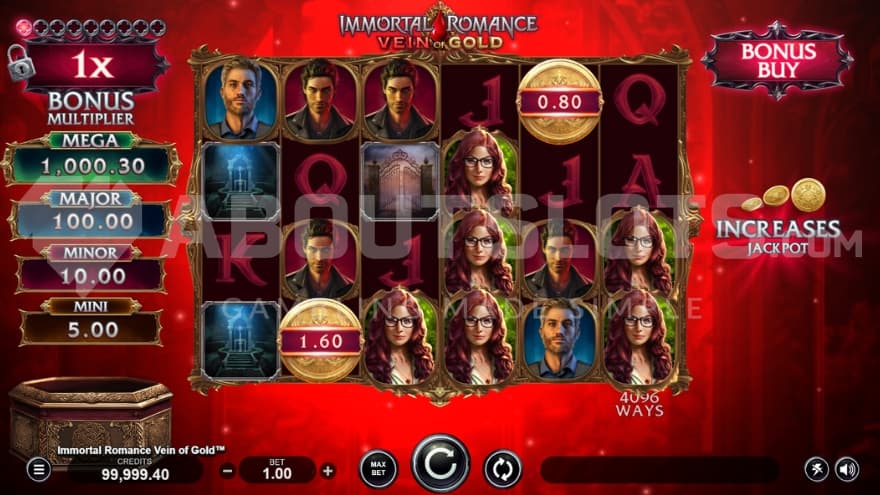 A casino slot with a red background.