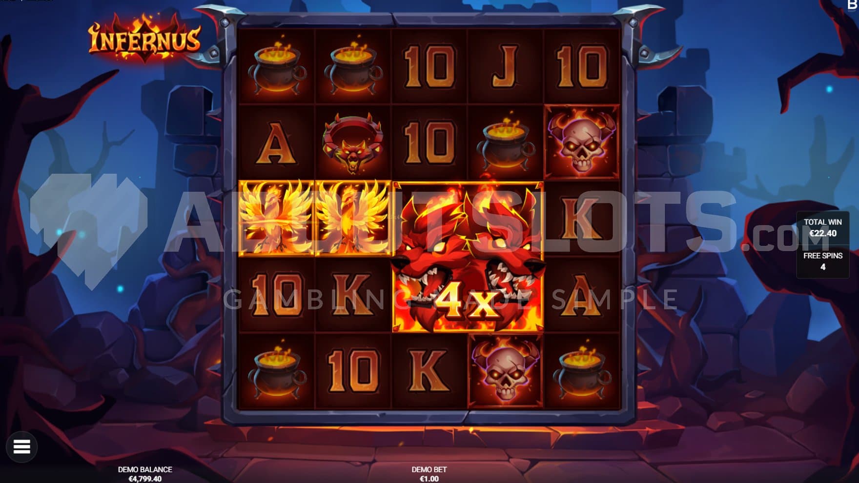 A win with a 4x Wild Multiplier in the Free Spins.