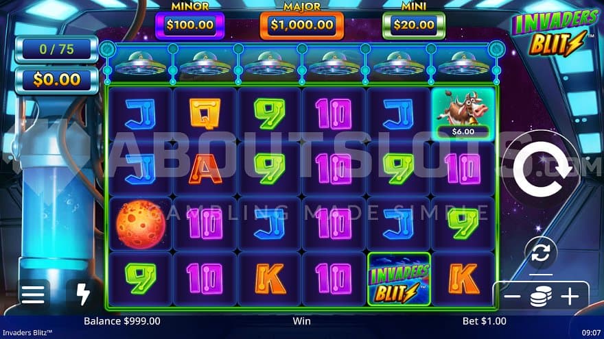 A casino slot with a space theme.