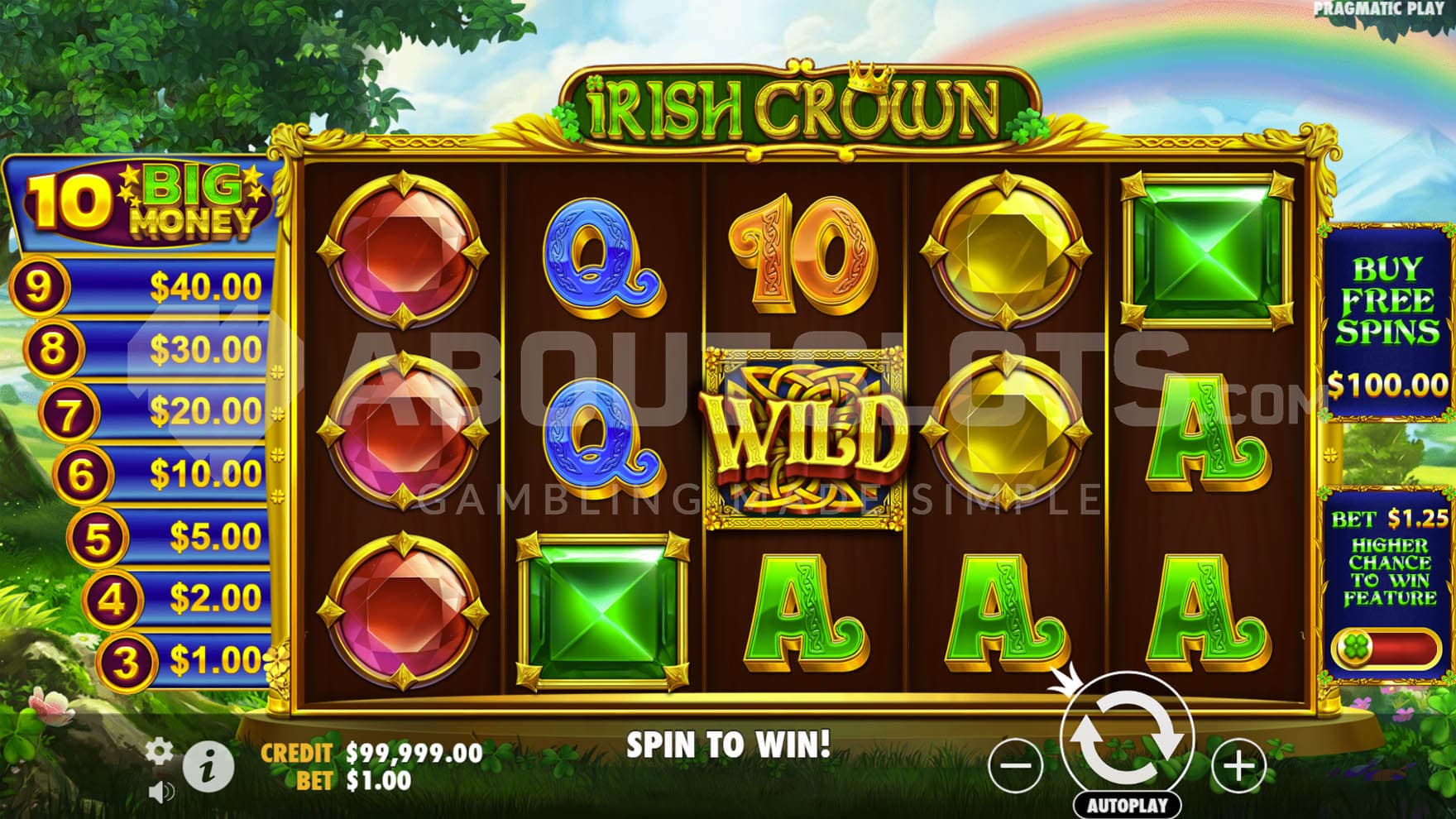 Base game view showing a 5x3 grid with an instant prize ladder on the left.