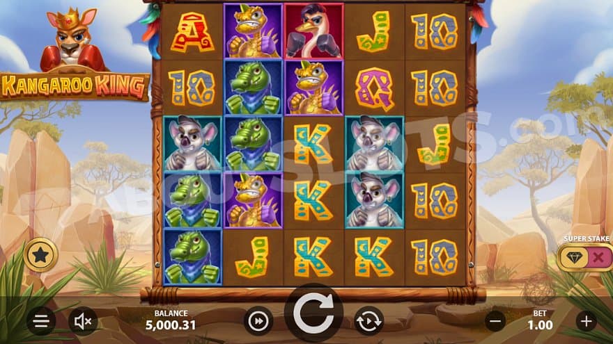 A 5x5 grid with animals and royals.