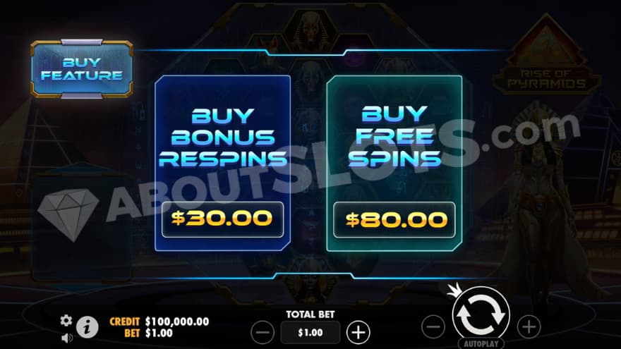 Bonus buy feature with two options to choose from.
