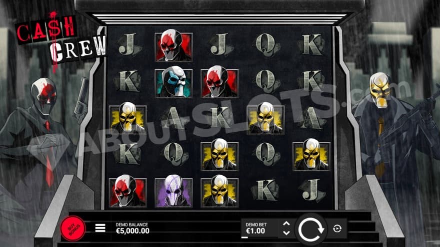 Base game with two robbers beside the reels.