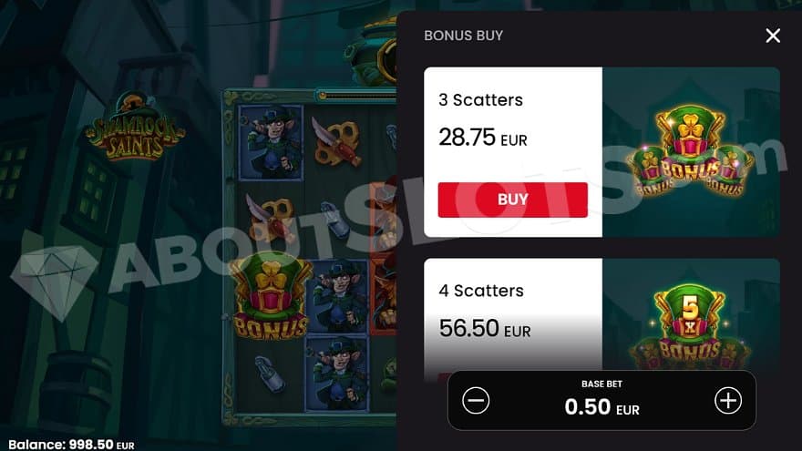 A menu where the player can purchase Free Spins.