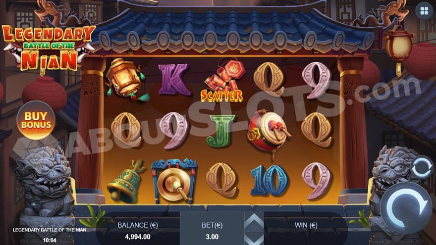 A five reels grid in the middle of a Chinese neighborhood.