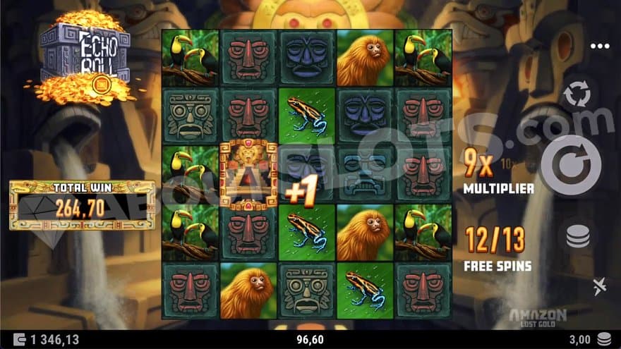 A 9X multiplier on the 12th of 13 free spins.