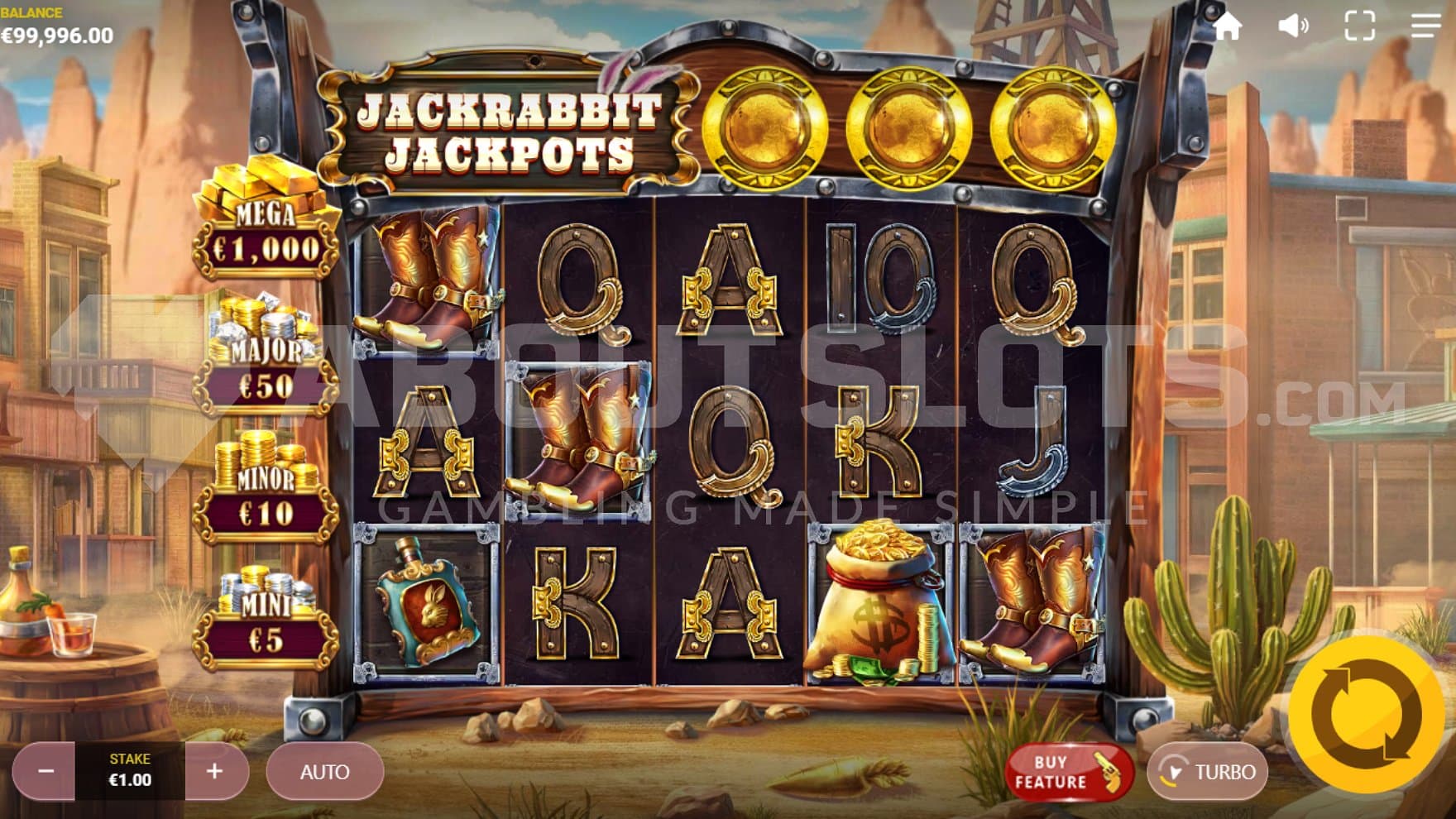 A casino slot in a Wild West town.