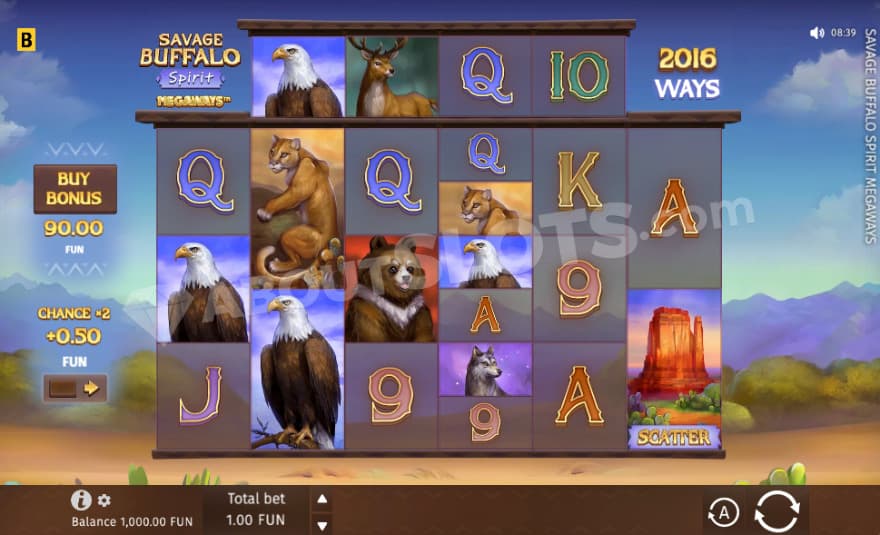 Base game where you can see different animals on the reels.