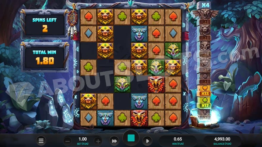 Two of the symbols have multipliers of 17 and 33X in the Free Spins.