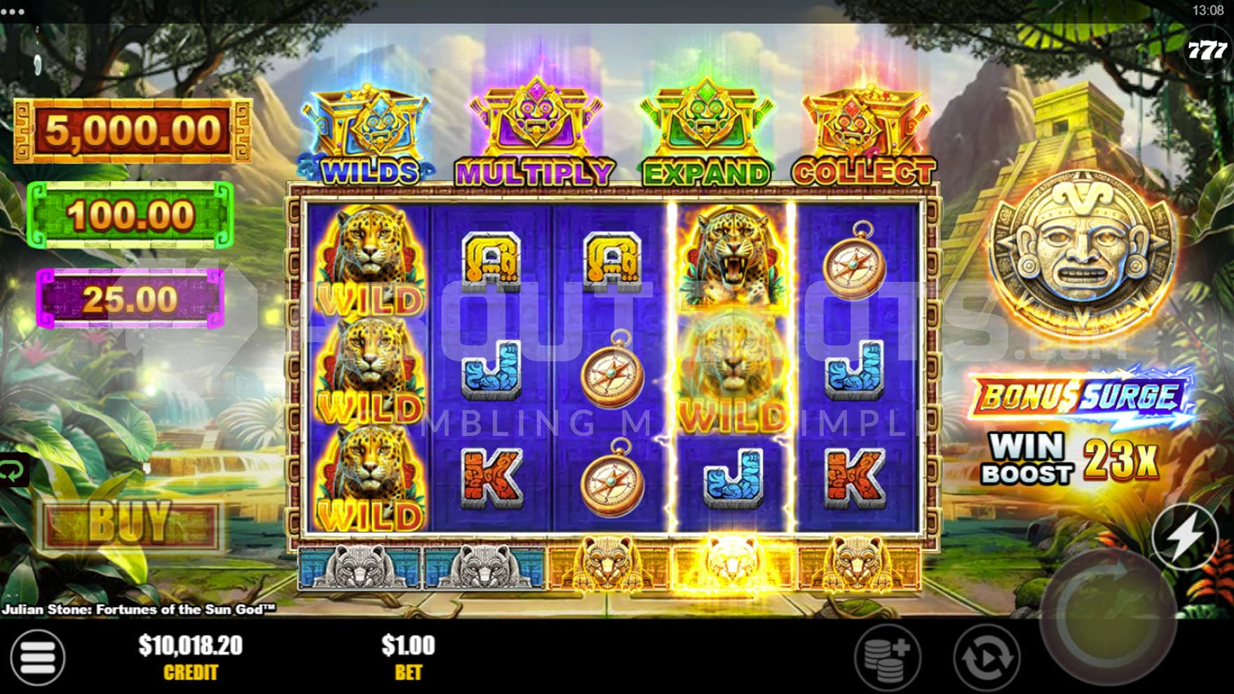 Wild Reels feature triggered in the base game, generating additional Wild symbols on the grid.