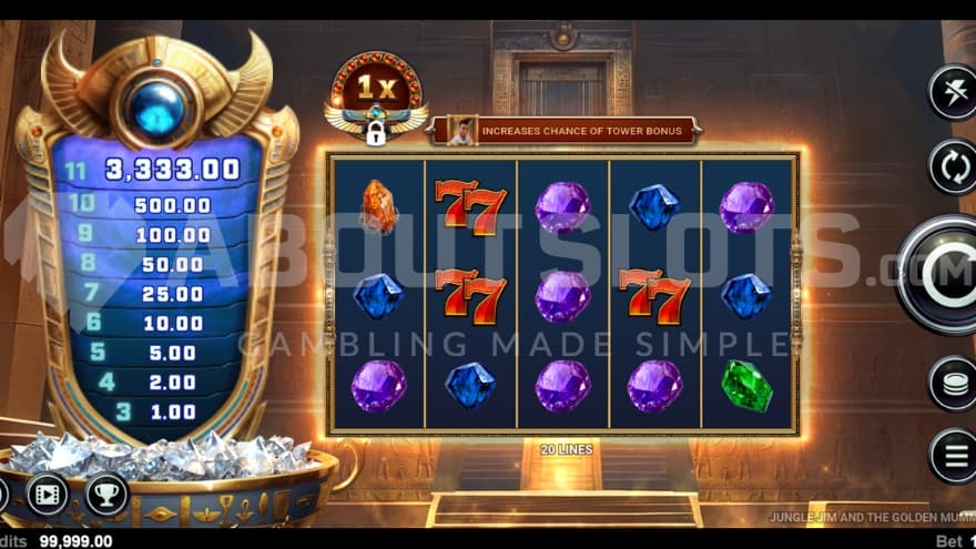 A casino slot with an Egyptian adventure theme.