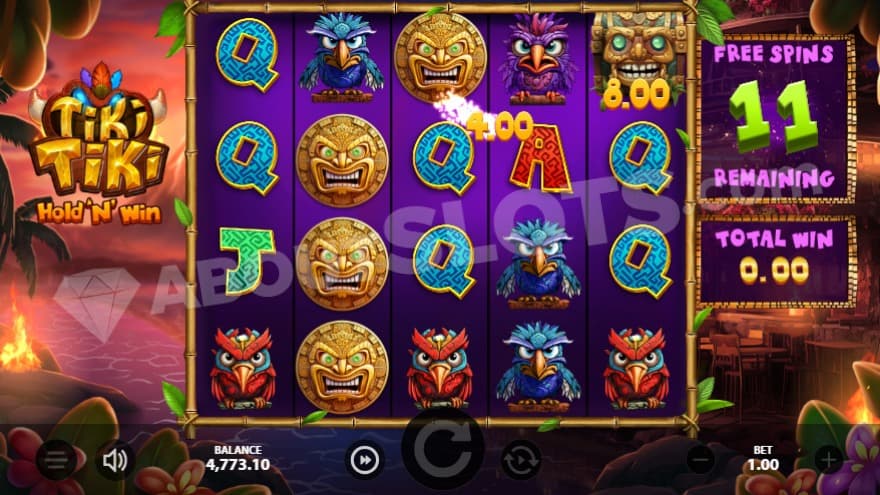 Free Spins feature where the eleven remaining spins are shown to the right.