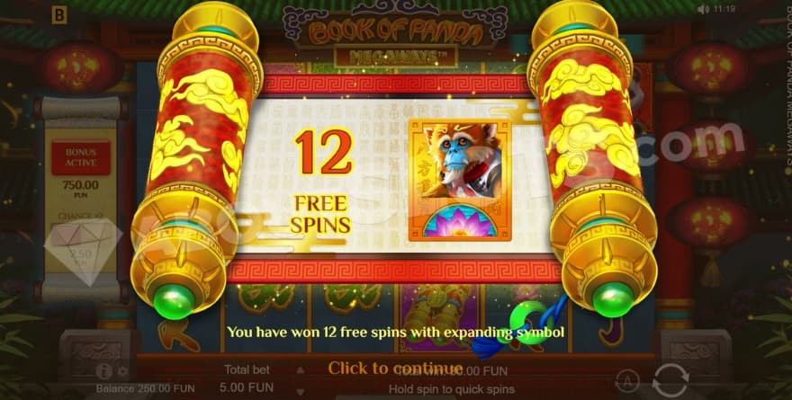 A screenshot of the symbol pick before free spins
