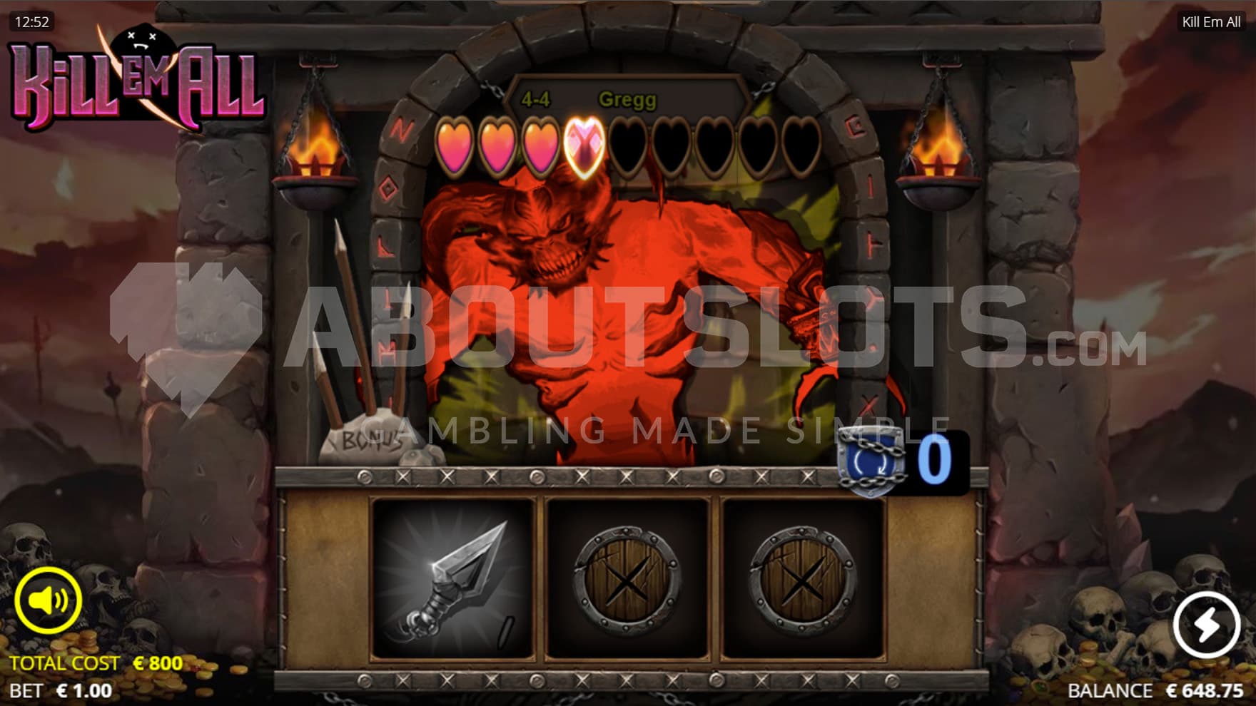 God Mode Nightmare feature triggered from the Nolimit Bonus menu, offering a chance to defeat the last boss in 5 spins.