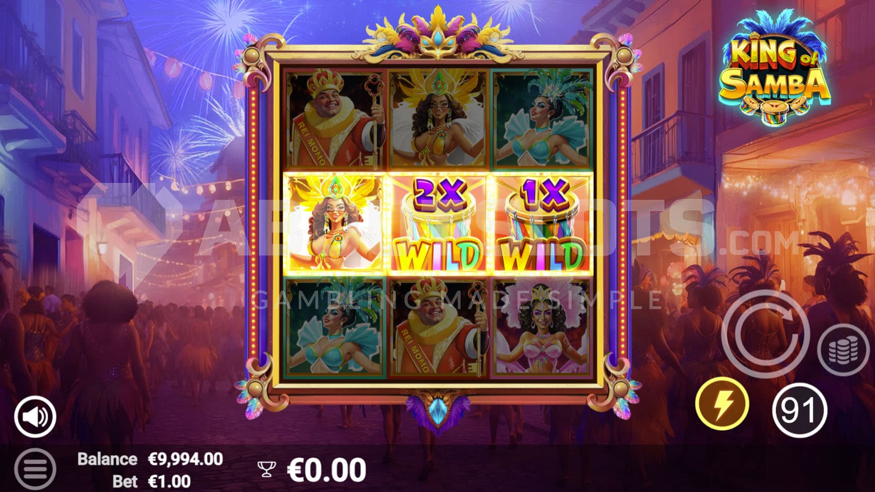 Walking Wilds feature in progress, showing 2 Wilds on reel 2 and 3 with multipliers of 2x and 1x forming a win with a high-paying symbol.