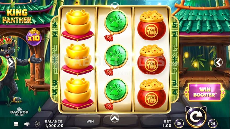 A casino slot with a panther next to the reels.